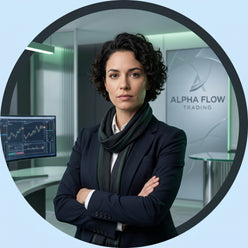 A professional portrait of an elite financial trader against a clean, modern studio background with soft dark tones.